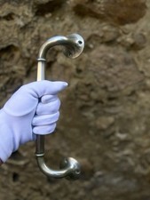 Ancienne Poignée Tirant Porte Ou Porte Serviettes Bronze Blanc " Art Déco " 1930