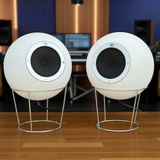 PAIRE D ENCEINTES ELIPSON AS40 EN STAFF  BLANC AVEC SUPPORT MÉTAL DES ANNÉES 60