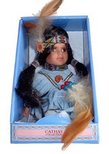 6" Native American/Indian Princess Porcelain Doll, Sky Blue