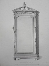 Armoire à glace LOUIS XIII GRAVURE le MAGASIN de MEUBLES Victor QUETIN XIXéme