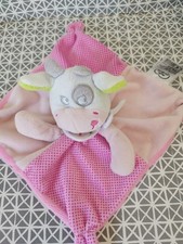 Doudou plat vache rose blanche pois Mots d'Enfants