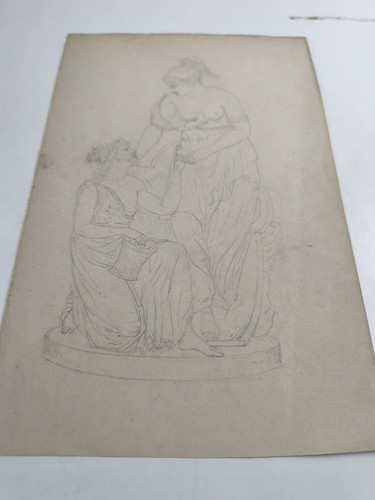 Ancien dessin crayon sujet - au, crayon,