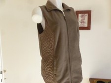 VESTE GILET ZIPPE POLAIRE SANS MANCHE TEINTE MARRON CLAIR TAILLE 44