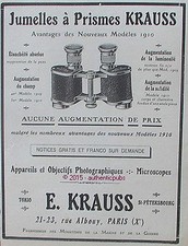 PUBLICITE E. KRAUSS JUMELLES A