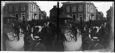 3 plaque de verre photo stéréonégative LUMIERE 6x13cm Militaire cavalerie défilé