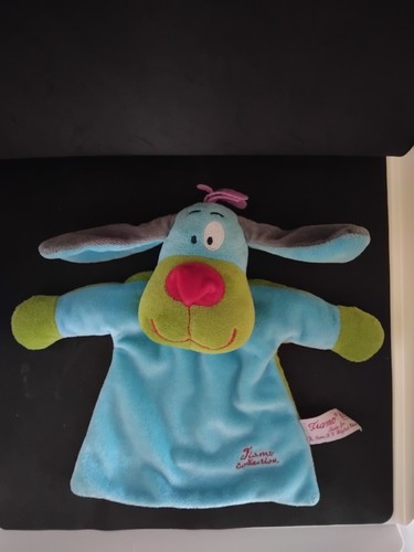 Doudou plat chien bleu - doudou,