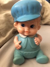 Vtg 1968 Iwai Industrial Co. Ltd Toy Blue Baby Rubber Figure Doll made in Japan