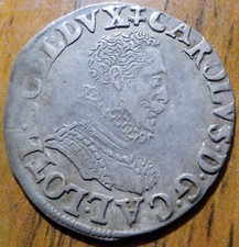 Duché de Lorraine 1/4 de teston 1584 Charles III marque N. Génétaire Argent
