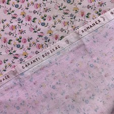 ROMANEX BOUSSAC Vtg 1950s Panneau RIDEAU Imprimé Fleuri/Fond Rose  65cm x 67cm