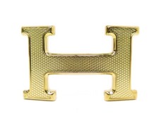 NEUF BOUCLE DE CEINTURE HERMES H GUILLOCHE 32MM EN METAL DORE GOLDEN BUCKLE BELT