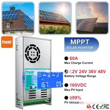 Régulateur de contrôleur charge solaire MPPT 60A 12/24/36/48V Auto Max PV 160VDC