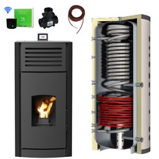 Granulés / Chaudière à Pellets 12 Kw Noir + Hygiene-Pufferspeicher Chauffage