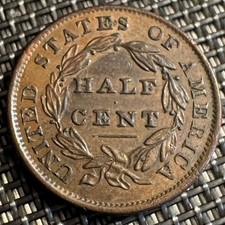 MAGNIFIQUE PIECE HALF  CENT 1834 USA  (1324) ETAT TRÈS RARE.