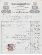 Facture.AM24583.Roanne.1883.Fortier Beaulieu.Tannerie.Corroierie.Cuir