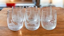 6 Verre Ancien décor chasse