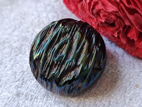 Bouton ancien verre noir - verre,