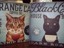 2 PLAQUES TOILE ART MURAL CHAT