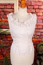 Blouse Vintage Antique Blanche À Volants En Dentelle Boho Hippie S