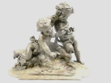 🇫🇷 GROUPE DEUX PUTTI CHERUBIN ENFANT BRONZE STATUE DESSUS DE PENDULE SCULPTURE