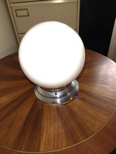 PETITE SUSPENSION METAL CHROME BOULE OPALINE ART DECO