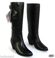 SANCHO - BOTTES CAVALIÈRES TALONS 7.5 CM TOUT CUIR NOIR 35 36 - NEUF & ÉTIQUETTE