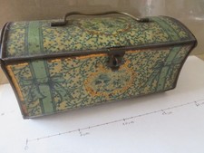 ancienne boîte pub mallette tôle lithographiée panier trianon chicorée Decupère