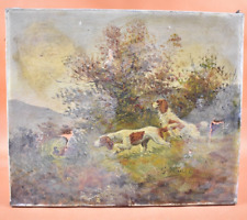 Peinture à l'huile sur toile XIXème - Scène de Chasse - G. Hauët