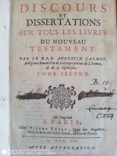 Calmet discours et - -,