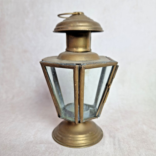 Lanterne ancienne laiton verre - laiton,