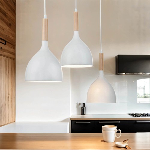Suspension blanche métal bois - suspension,