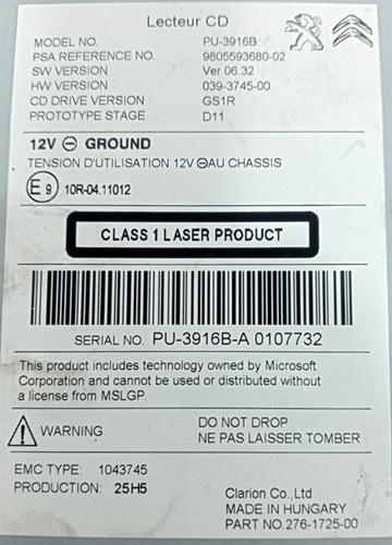 980559368002 autoradio citroen - 980559368002,