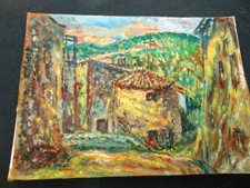 SOURDILLON BERTHE - "MOULIN PROVENCALE"- PETITE HUILE  SUR TOILE 1950 - 24 x 33