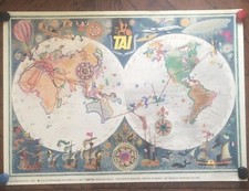 Affiche Air France : Planisphère TAÏ du Musée Air France. Réédition 2000.