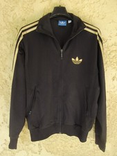 Veste ADIDAS rétro vintage noir or doré sport jacket Trefoil S