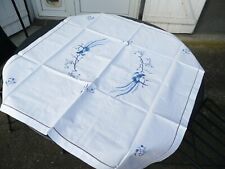 nappe ancienne vintage en coton brodé d'oiseaux entourage jours VENISE
