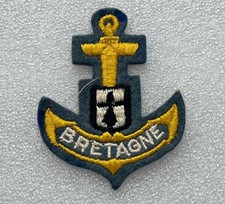 Vintage Patch BRETAGNE ANCRE MARINE French Travel Souvenir Tissu Brodé écusson