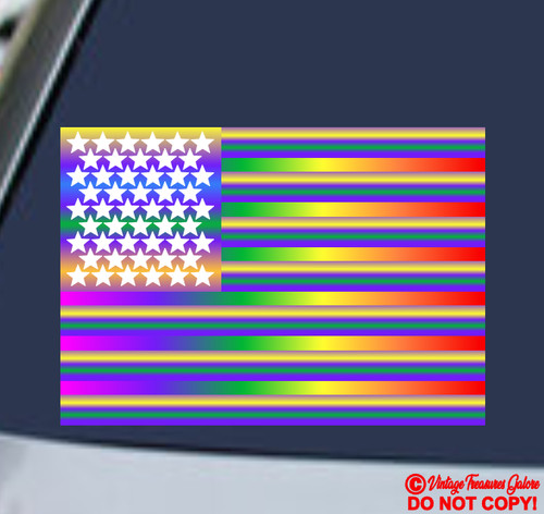 Rainbow american flag - flag, vinyl