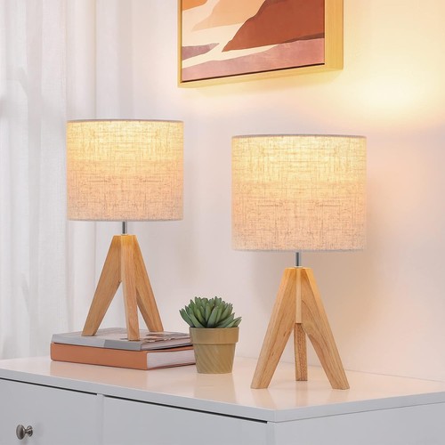 Lot lampes table bois - 2,