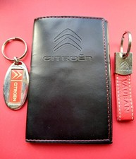 CITROEN ETUI CARTE GRISE en PVC NOIR + 2 PORTE CLES LOGO AUTOMOBILE