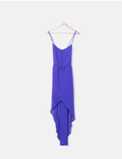 °ZARA= Robe asymétrique voile lègére fluide bleu roi T.M TBE°