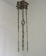Auvent de plafond en bronze Art Nouveau français avec 3 chaînes à suspendre ornées 5305