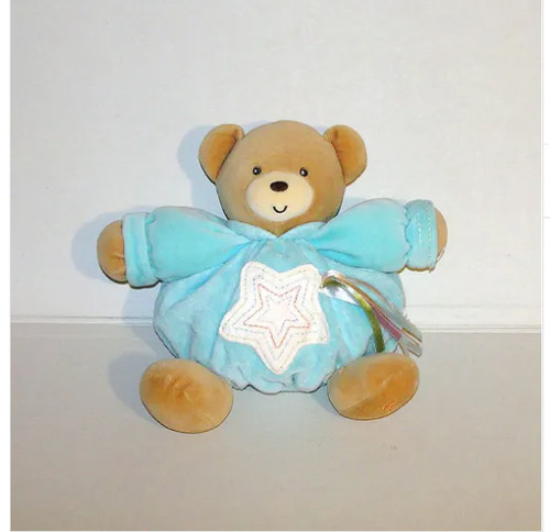 Doudou ours bleu boule - bleu,