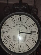 Horloge Murale Gare Rétro - Double Face avec Thermomètre - Suspension Chaînettes