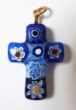 Croix pendentif en verre de Murano Bijou cross jewel 