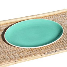 Plat ovale vintage 33 cm Salins modèle Deauville vert