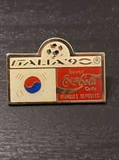 Pin's Football Coupe Du Monde En Italie 1990 Équipe De Corée Coca Cola Signé