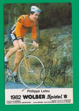 CYCLISME carte cycliste  PHILIPPE LELEU  équipe WOLBER Spidel 1982 Signée
