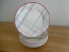 HUIT ASSIETTES DESSERT FAIENCE GIEN DECOR BRIGITTE .