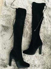 MAGNIFIQUE CUISSARDE MARIAMARE EN  DAIM NOIR FEMME POINTURE 36 TALON STABLE 