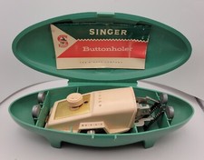 Vintage 1960s SINGER Machine à Coudre Buttonholer Attache Clapet Étui W Manuel